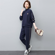 加绒套装女2023年新款冬季时尚运动休闲卫衣洋气减龄小个子两件套，女装套装/套裙，忆绮罗