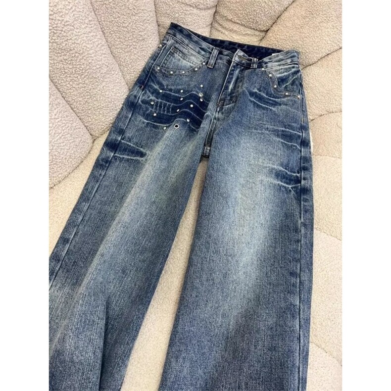 1506-1/Q1710/P49美式复古微喇牛仔裤男春秋季新款设计感闪电高街,男装牛仔裤,星座1506
