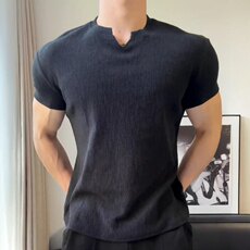 重磅GYM肌理V领透气弹力健身短袖JS15-特批35，男装T恤，星座313A(原308A-2)