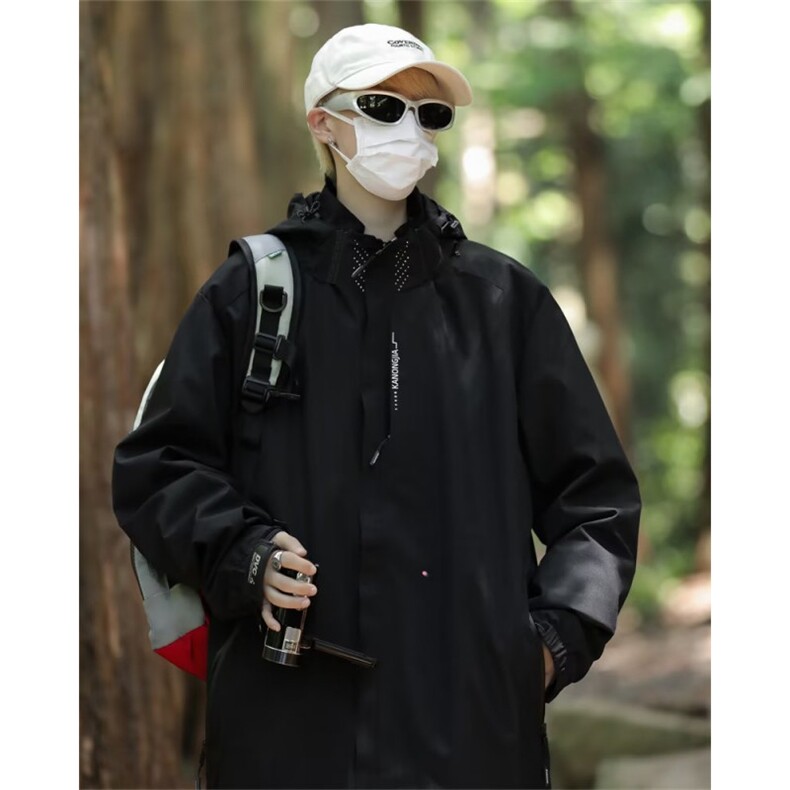 春秋季夹克男士港风文艺日系连帽小众高级感潮外套冲锋衣JK09P58,男装夹克,星座410-2