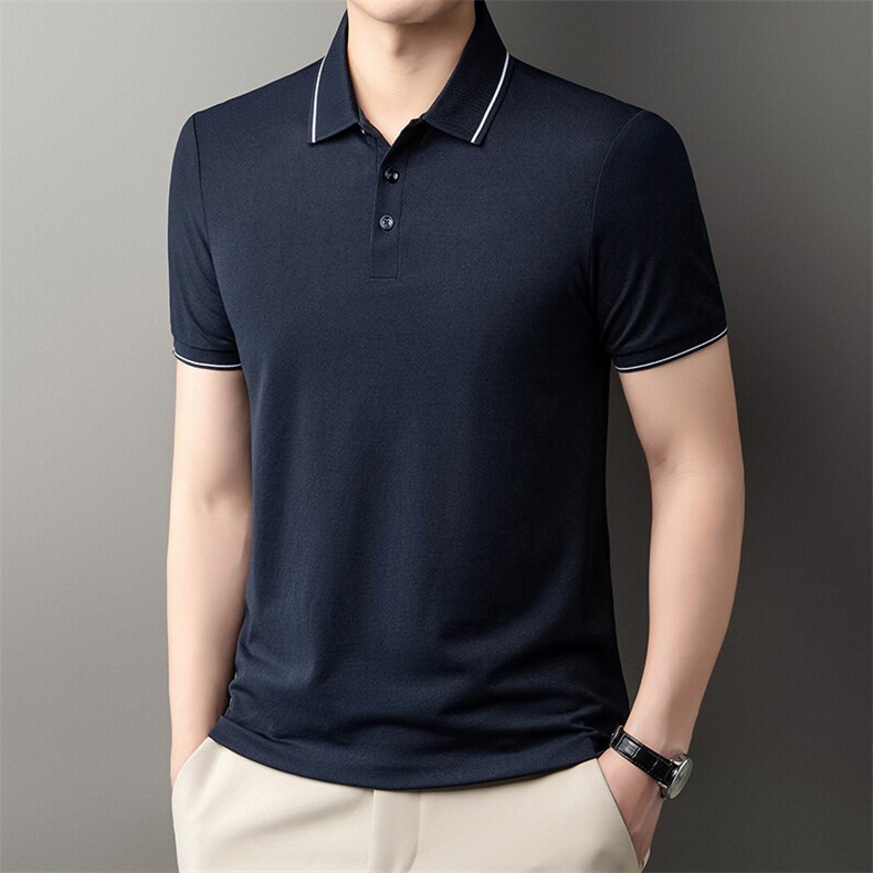 DN25237春夏男士新款短袖T恤青年修身翻领体恤休闲打底衫,男装T恤,电商B360
