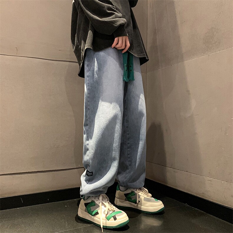 2025秋冬新款港风束脚宽松潮流抽绳牛仔裤九分裤D201-DM170-P45,男装牛仔裤,电商D321-1