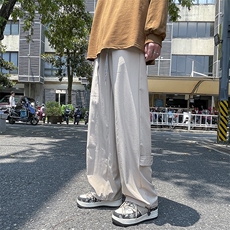 vibe裤子休闲裤男垂坠感西裤韩版潮流宽松阔腿拖地裤K0738-P35，男装休闲裤，星座308B-1
