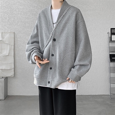 8XL-M春季开衫V领卫衣男港风日系慵懒风痞帅长袖上衣服外套KS001，女装短外套，电商B312