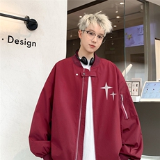 港风24新款春季时尚棒球服四角星印花情侣夹克外套F370P65控88，男装夹克，电商A247