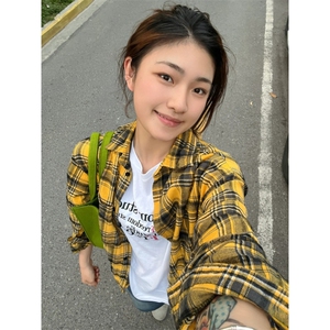 TC728-P45复古潮牌春秋格子衬衫外套男女休闲衬衣