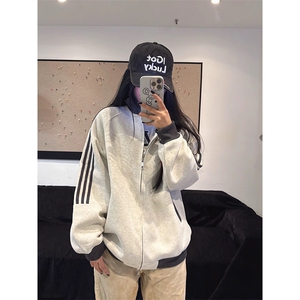 抖音得物高品质 美式高街重磅结构设计拼接织带立领卫衣外套 CM42图片