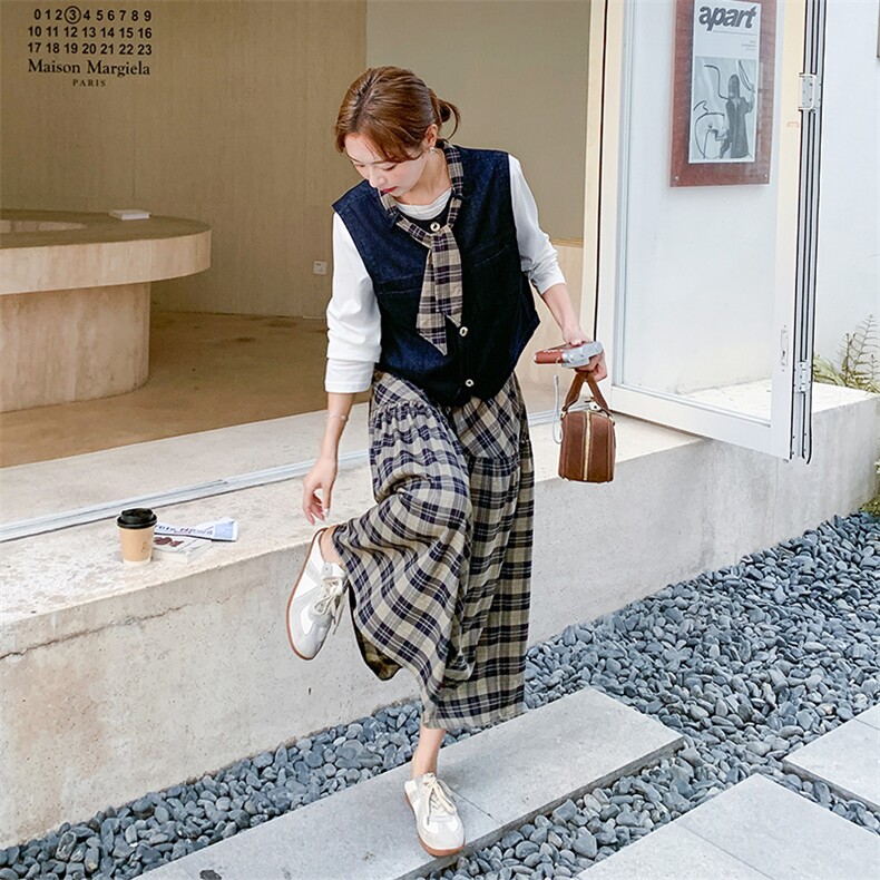有货新品数据好牛仔马甲半裙针织打底三件套2C285-2865-P205-K298,女装套装/套裙,2C285