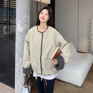 卡其绿工装派克服女秋冬2025新款皮毛一体加厚加绒爆款巨好看棉服图片