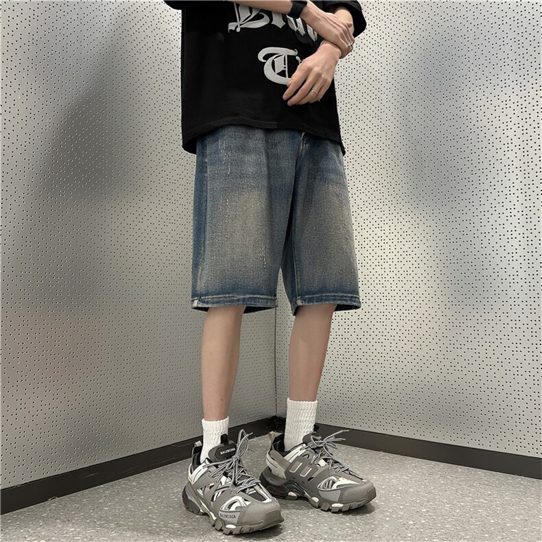 牛仔五分裤男韩版潮流2026夏季新款ins宽松百搭休闲短裤RK147-P34,男装牛仔裤,星座412