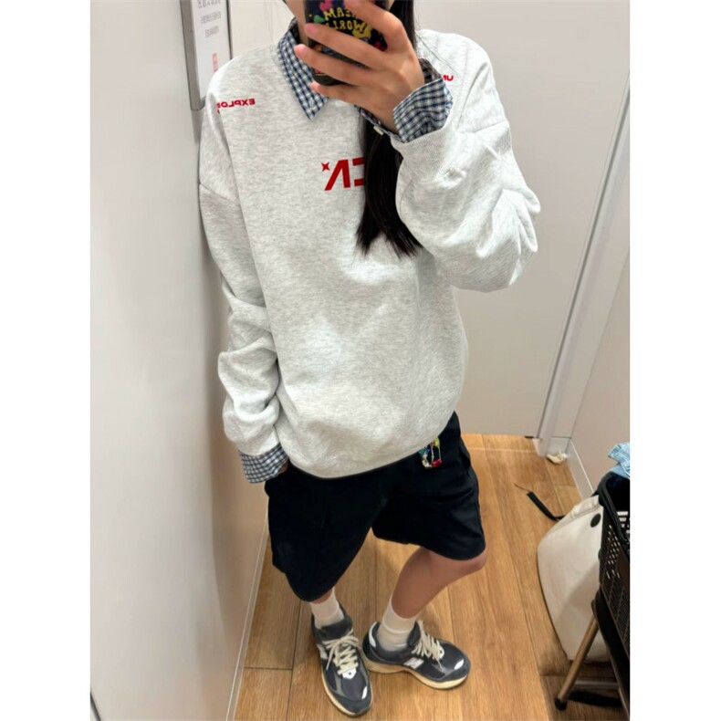 网图现货秋冬新款字母印花圆领长袖卫衣外套情侣装YW501-P38,女装短外套,电商C310