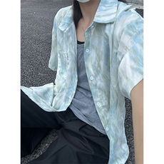 2025夏季新款港风夏威夷冰丝沙滩衬衫印花短袖CS309-P30，男装T恤，星座301C-5