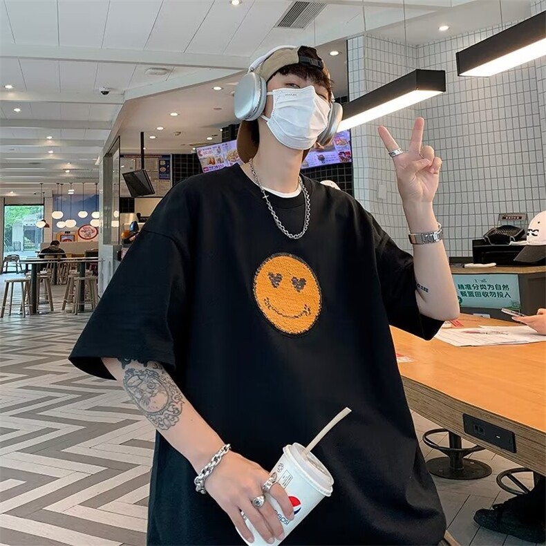 ins时尚潮牌夏季青春流行潮流短袖简约T恤圆领男潮标准TX310-P33图片