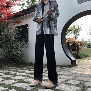现货 新中式风夏季休闲冰丝高级感垂感直筒西裤男 KK433-P55图片