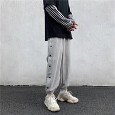排扣运动裤休闲裤男士哈伦裤宽松潮流长裤子直筒束脚裤K6136-P35,男装休闲裤,星座1008-1
