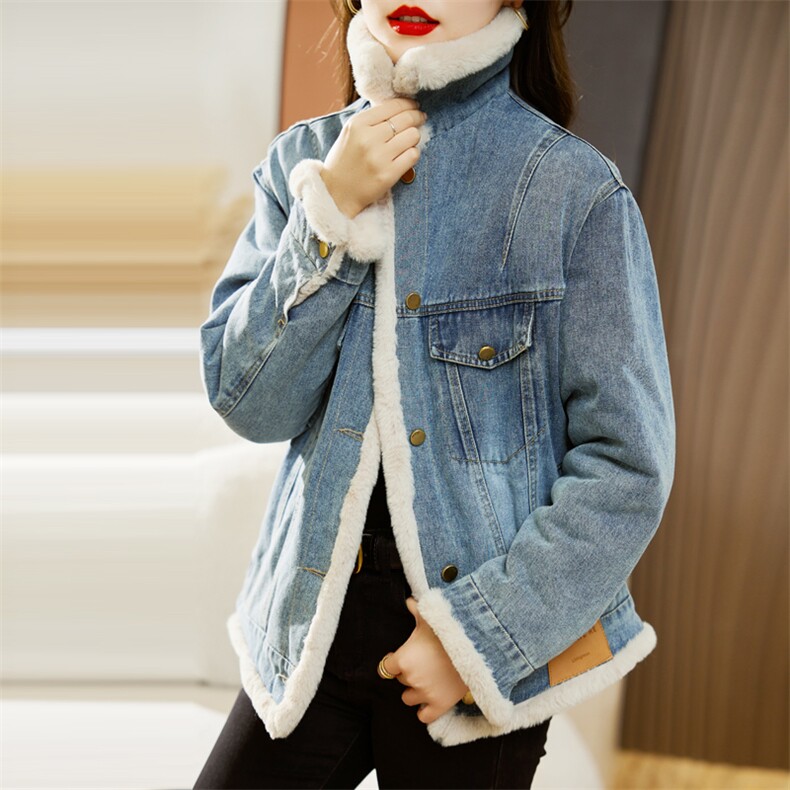 加厚保暖牛仔派克服休闲个性时尚宽松2022冬新款显瘦外套气质通勤，女装派克服，多彩