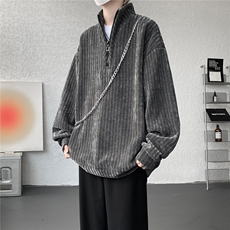 LW603特P45加绒55加厚半拉链卫衣大码解构设计套头衫重磅立领外套，女装短外套，电商B215