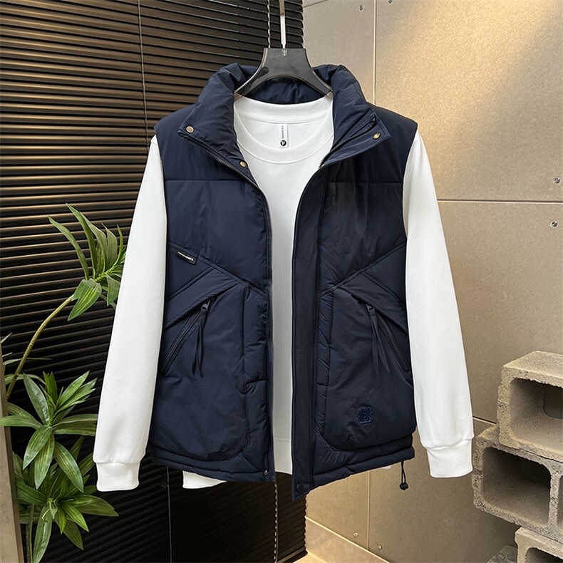 立领立体口袋棉马甲潮流休闲坎肩加厚轻奢刺绣313B-WB2512-P75,女装马甲,星座313B
