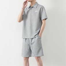 纯色二开TZ25305-特P55休闲运动套装男夏季新款短袖t恤短裤两件套，男装牛仔裤，电商D310B