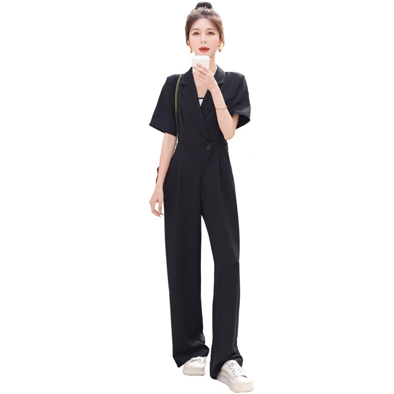 黑色西装连体裤女2026年新款夏季减龄法式高端气质连衣裤,女装连体裤,微微衣阁