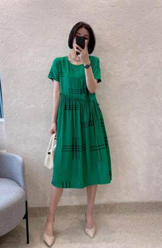 天丝罗马拼接连衣裙，女装连衣裙，慕亿