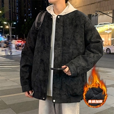 冬季男士棉衣麂皮绒夹棉飞行夹克加厚棒球领外套，男装夹克，星座1206（原A206）