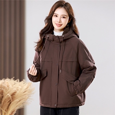 2025年冬季时尚潮流中长款休闲加绒加厚派克服，女装派克服，独衣靓