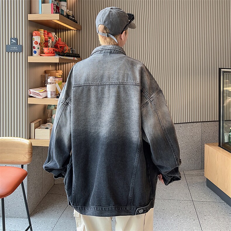 嗨派牛仔-612渐变灰宽松版男女同款潮牌净版可2开唯品直播做深度,男装夹克,星座910