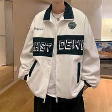男拼接拼色印花拉链夹克外套W159P55，男装夹克，星座1116-2