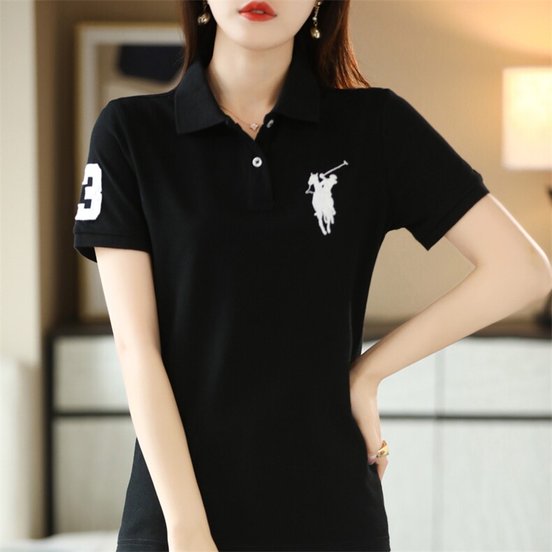 2025春季新款休闲百搭经典马加三女款Polo衫,女装T恤,德尔信羊绒