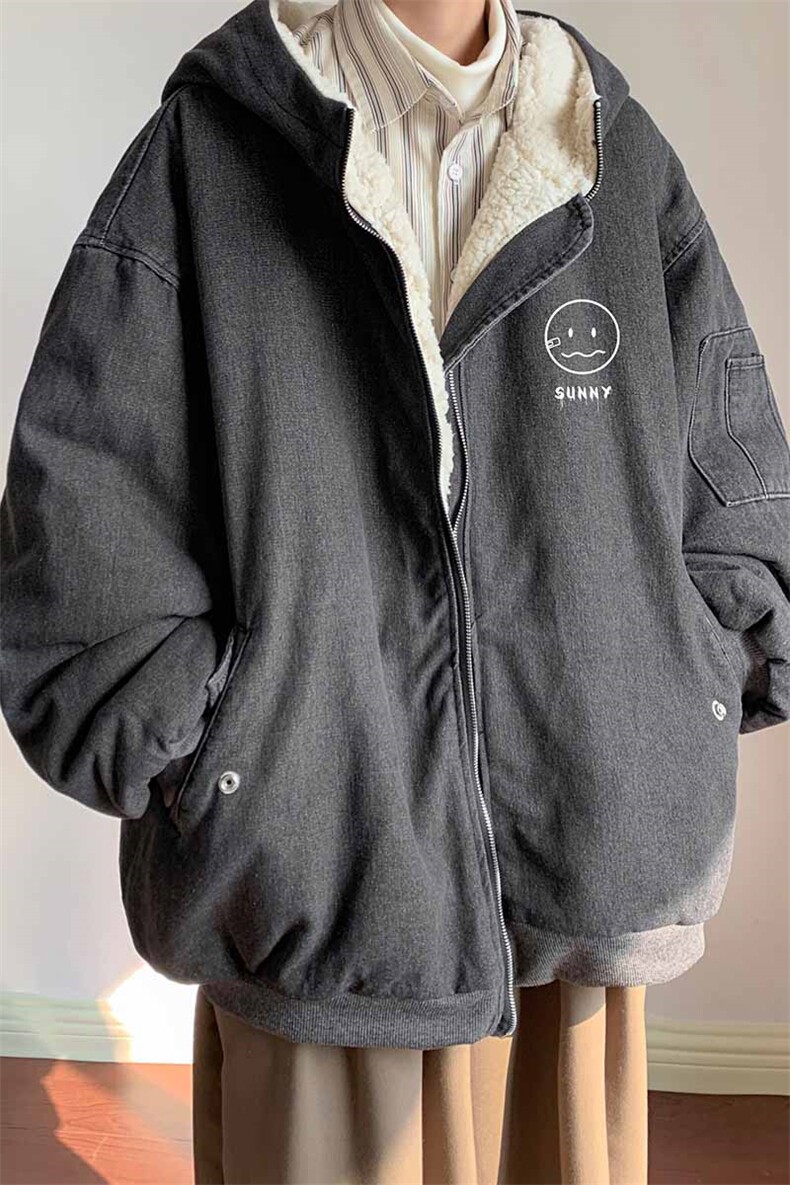 控价158牛仔外套男大码加厚加绒棉衣男羊羔毛棉服男NM53072-P140,男装棉衣,电商A040