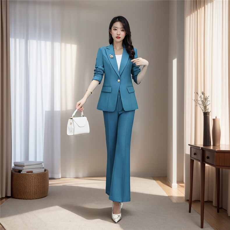 春季套装2025年新款女装时尚气质洋气职业装春秋装西装裤子两件套,女装套装/套裙,韩然一族