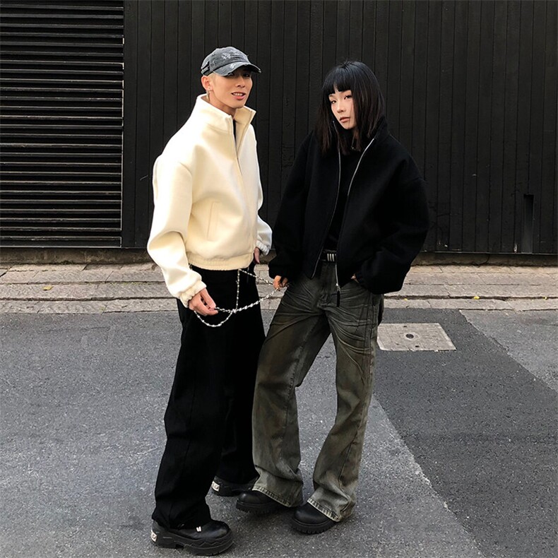 两千件现货到！女模图2025春款加厚高品质双拉头毛呢夹克W2501,男装夹克,电商C313