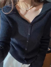 2025春装翻领开衫女针织衫上衣外套，女装羊绒衫，艾驰羊绒