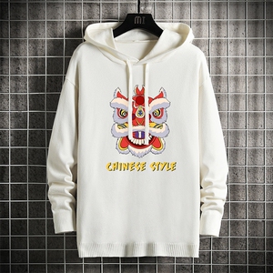 LM68185-P58 加绒款-P68 连帽毛衣男大码带帽针织衫男毛线衣 网格图片