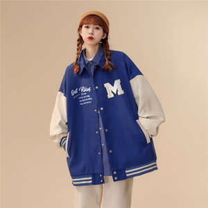 中性风 23春季港风潮流字母印花翻领棒球服夹克外套G607P85控图片