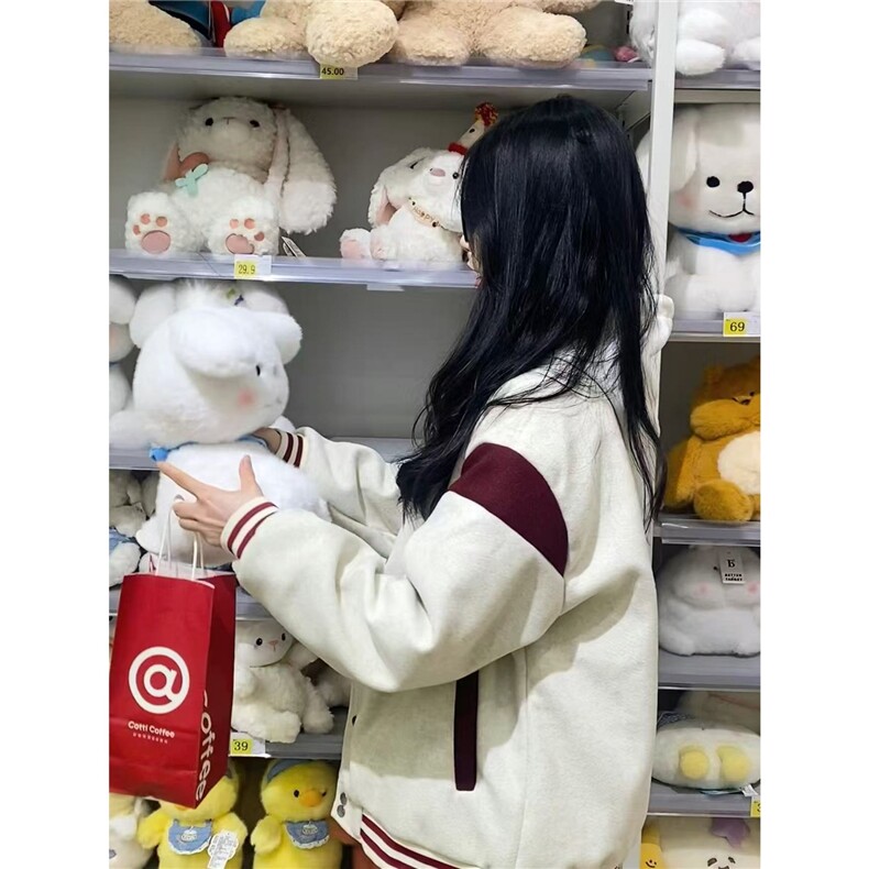 拼接撞色美式棒球服外套女春秋2025新款学生减龄宽松百搭上衣,女装短外套,星座506A