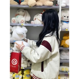 拼接撞色美式棒球服外套女春秋2025新款学生减龄宽松百搭上衣图片