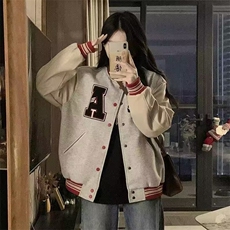 美式复古棒球服女春秋2025新款韩版宽松刺绣宽松休闲夹克JK5703，男装夹克，星座208-5