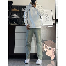 美式hiphop高街直筒重工艺水洗修身vibe牛仔裤货号K700P65，男装牛仔裤，电商A063