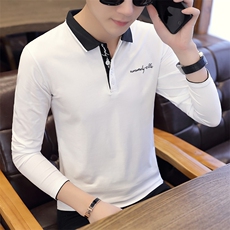 款6712-P40秋季男翻领长袖t恤青年POLO衫纯棉韩版修身潮上衣服，男装T恤，电商D310（原电商305）