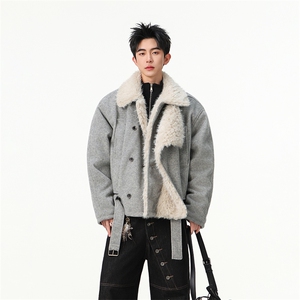 羊毛）复古双排扣毛领棉服男女冬季呢夹克JK1008-特P135-控258图片