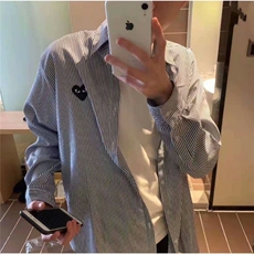 日系春夏川久男女款衬衣爱心保百搭玲条纹长袖显瘦衬衫上衣，男装衬衫，星座1210-1