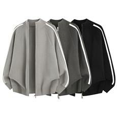 M1206-特P60开衫外套男士秋冬季撞色休闲夹克宽松针织毛衣，男装针织衫/毛衣，电商D310B