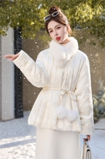 现货2025年冬季轻奢真狐狸毛中长款羽绒中长款，女装羽绒服，依如秀(原杭风阁)