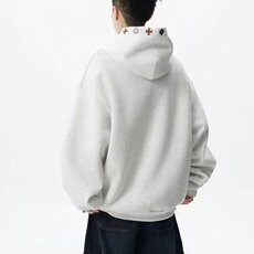 1506/QCX5000/P40新款龟裂刺绣连帽卫衣男300g宽松休闲上衣潮外套，女装短外套，星座1506