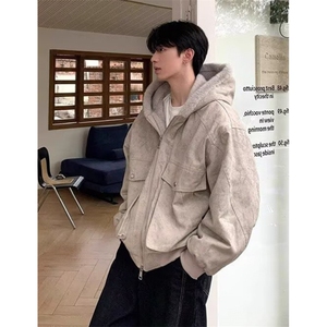 秋冬简约连帽拉链扎染棉服宽松保暖棉衣休闲面包服外套男 M8184图片