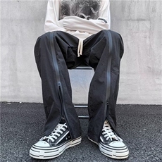 美式潮牌拉链开叉休闲裤秋季潮牌ins宽松直筒冲锋裤男K5221-P36，男装牛仔裤，星座512-2