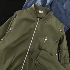 秋季美式棒球服外套男vibe潮牌设计感金属装饰飞行员夹克-Y624，男装夹克，星座601-2