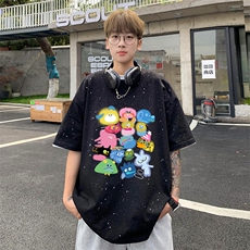 量大优供抖音视频支持得物配合二开美式满天星亮片短袖T恤MTX390，男装T恤，电商A486